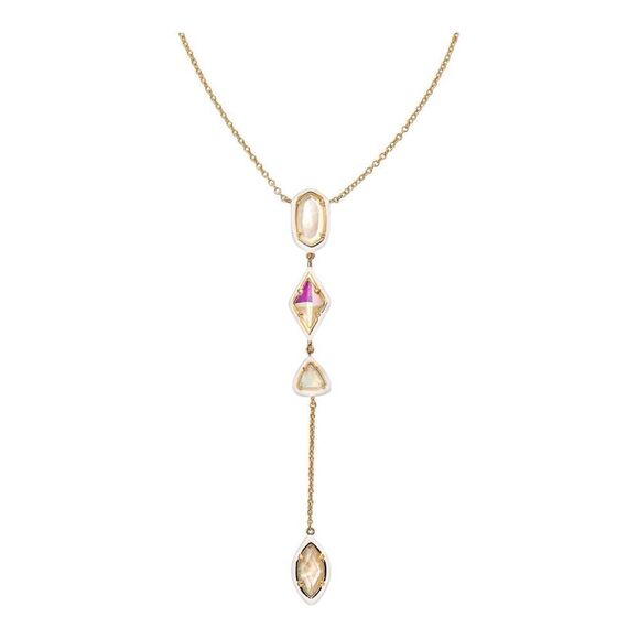 Kendra Scott 14k Gold-Plated Color-Framed Stone 21” Adjustable Lariat Necklace - Picture 1 of 7
